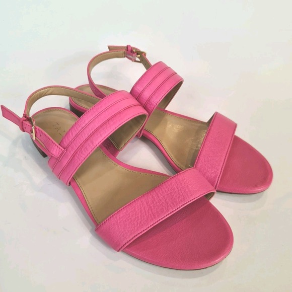 Talbots Shoes - Talbots Pink Leather Strap Sandals Women's Size 7 Flat Slingback Strappy Summer